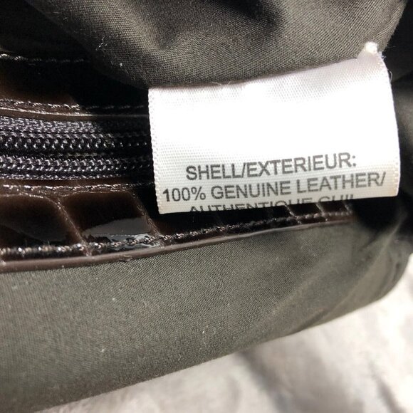 Tory Burch Retired Dark Brown Patent Leather Croc Embossed Gold Hardware Bag - Picture 11 of 12